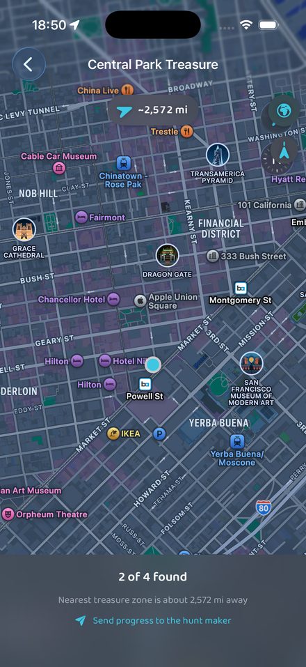 Hunting with the map, trail and treasure zones